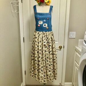 NWOT - Hand Crafted Denim & Raggedy Ann Print Jumper & Earrings